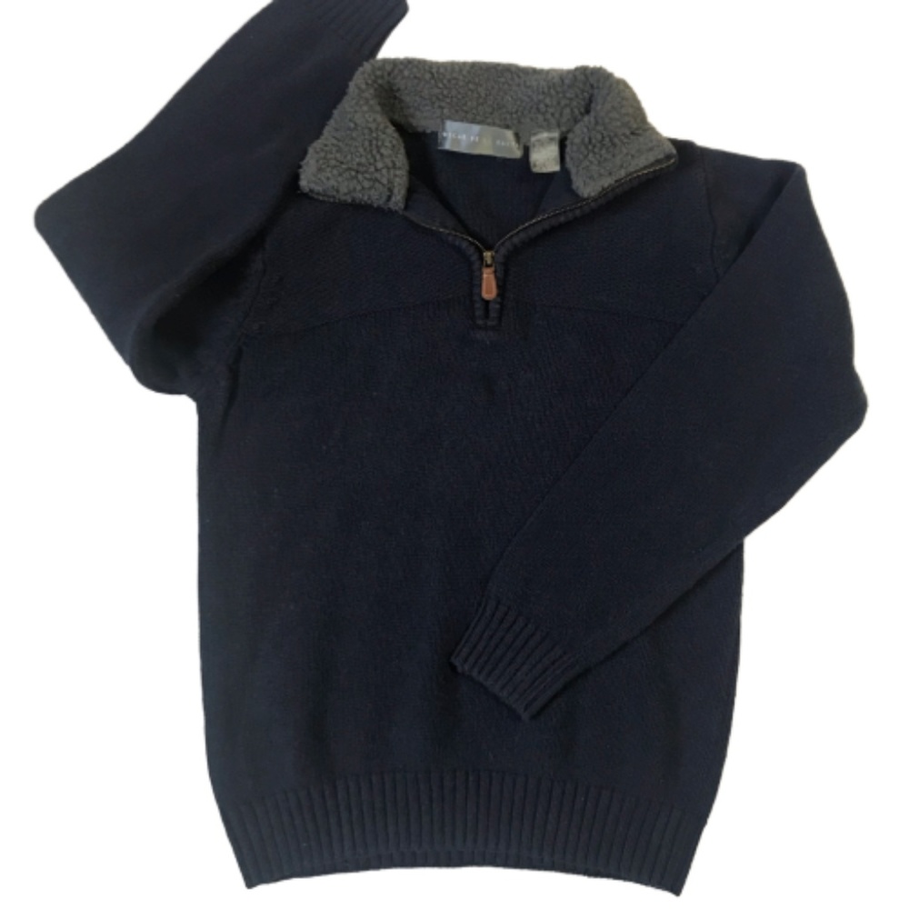 Oscar De La Renta 1/4 Zip Sherpa Collar Sweater S